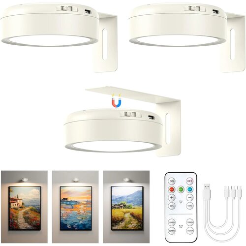 BONSERY 3x brezžična LED svetilka za slike z daljincem Slike