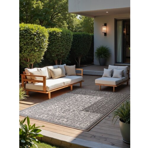 NORTHRUGS Sivo-slonoko&amp;scaron;čena notranja in zunanja preproga 200x290 cm Duet Kona &amp;ndash; Slike