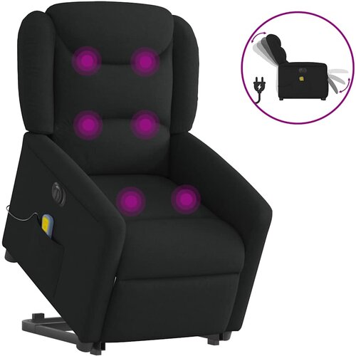 vidaXL Električni masažni naslonjač na podizanje od tkanine crni Cijene