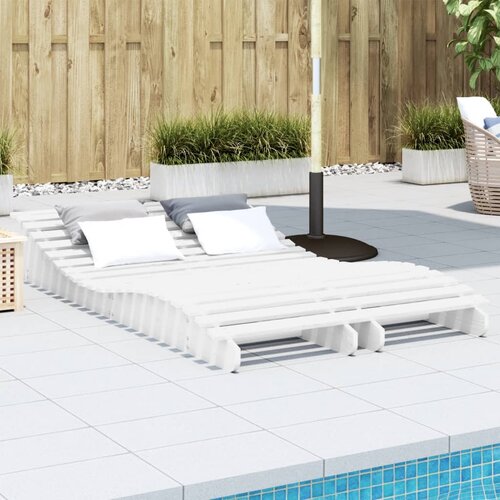 vidaXL Ležalnik 2 kosa bel 205x60x31,5 cm trdna borovina Cene