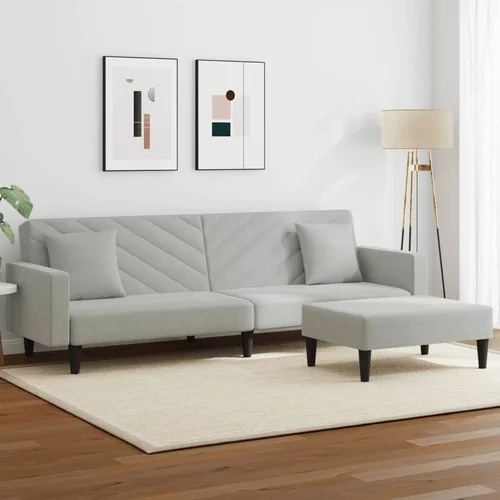  2-dijelni set sofa s jastucima svjetlosivi baršunasti
