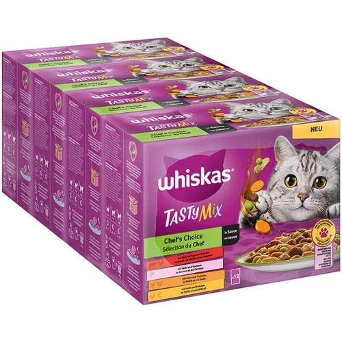 Whiskas 72 + 24 gratis! Mega pakiranje mokra mačja hrana 96 x 85 g - Tasty Mix porcijske Chef's Choice v omaki