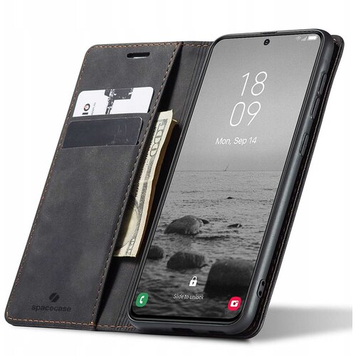 Spacecase ETUI ZA DENARNICO GALAXY S23+ USNJEN ETUI ČRN, (21963448) Cene