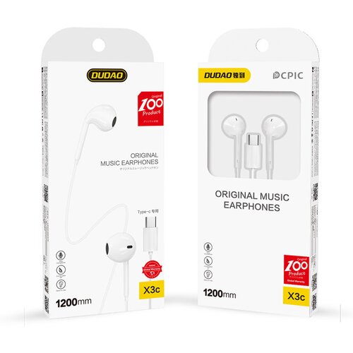 Dudao In-ear slu&amp;scaron;alke X3C z USB-C priključkom, bele, (21979809) Slike