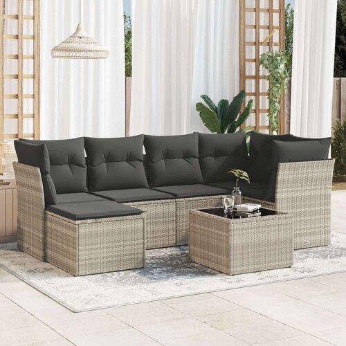 vidaXL 7-dijelni set vrtnih sofa svjetlosivi od poliratana Cijene