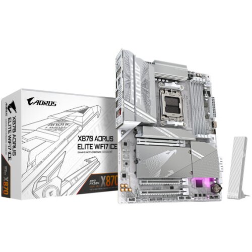 Gigabyte AM5, AMD X870, 4x DDR5 AMD EXPO, Ultra-Fast Storage:4x M.2 slots, including 3x PCIe 5.0 x4 ( X870E A ELITE WF7 ICE ) Cene