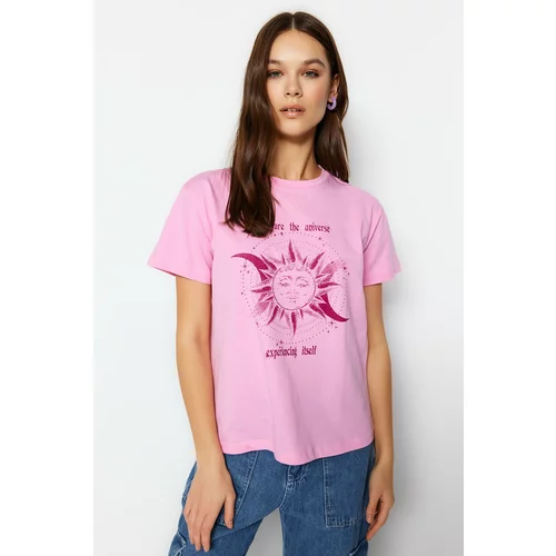 Trendyol T-Shirt - Pink - Semi-fit