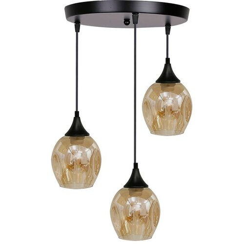 Candellux Lighting luster/visilica-aspa viseća lampa crna 3X40W E27 smedja abažur Slike