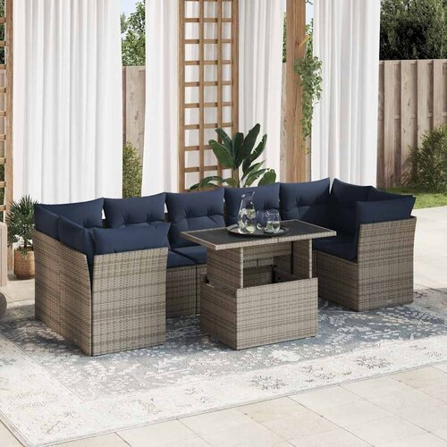 vidaXL 8-dijelni set vrtnih sofa od poliratana s jastucima sivi bagrem Cene