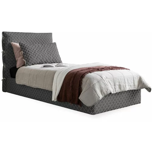 Miuform Sivi tapecirani krevet za jednu osobu s podnicom 90x200 cm Sleepy Luna -