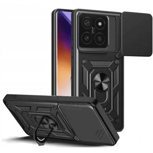 Onasi Silikonski ovitek Armor Ring z zaščito kamere za Xiaomi 14T Pro - črn Cene