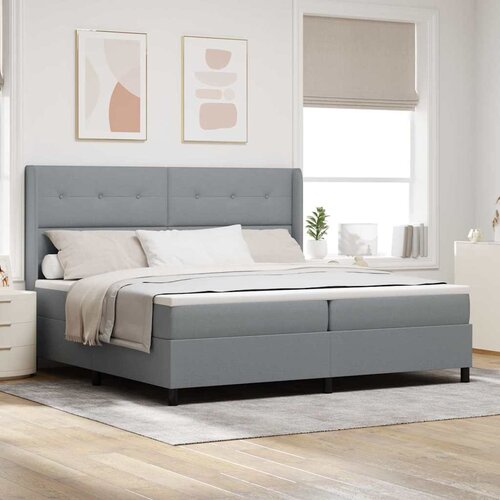  Krevet s opruga kutije Svijetlo siva 200 x 200 cm tkanina Cijene