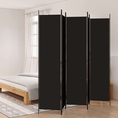 Sobna pregrada s 5 panela crna 250 x 220 cm od tkanine Cijene