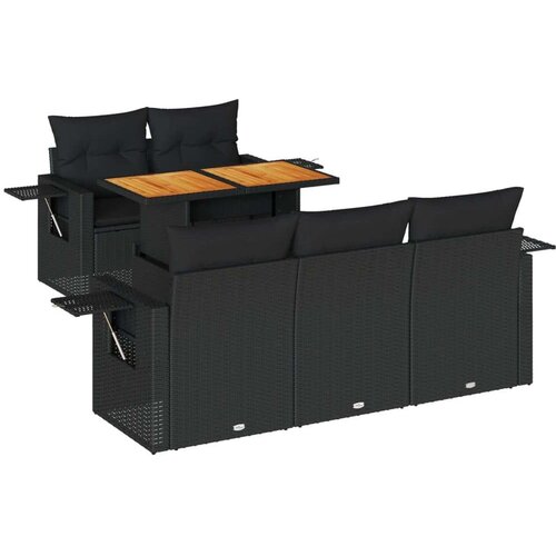 VidaXL 6-dijelni set vrtnih sofa s jastucima crni od poliratana Slike