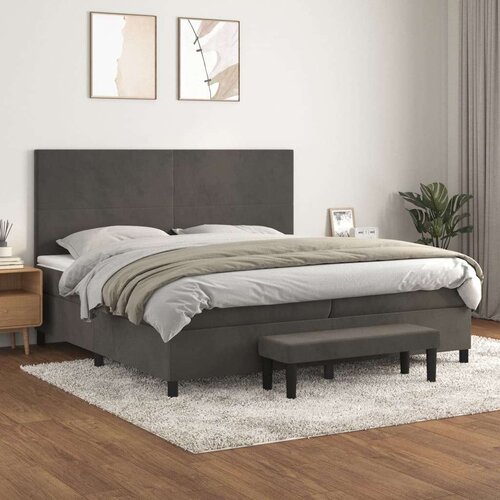  Krevet s oprugama i madracem tamnosivi 200x200 cm bar&amp;scaron;unasti Slike