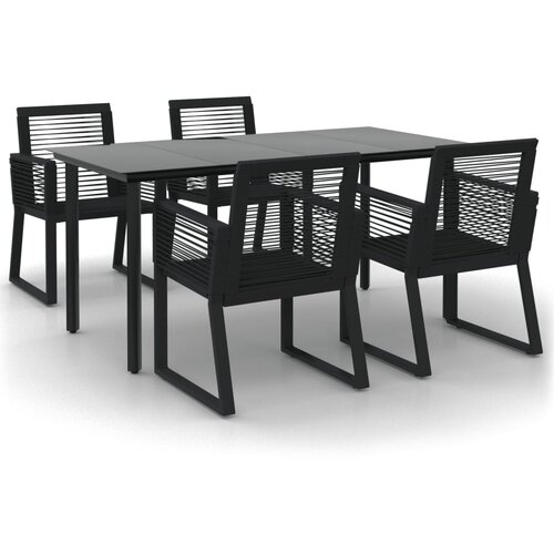  5-dijelni vrtni blagovaonski set od PVC ratana crni Crna Dužina stola 160 cm Slike