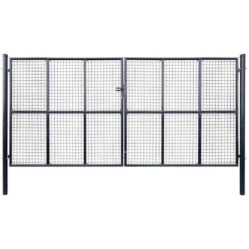 vidaXL mrežasta vrtna vrata od pocinčanog čelika 400 x 200 cm siva Cene