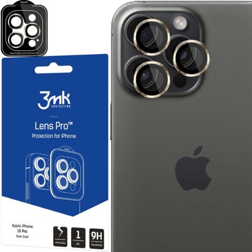 3mk ZA&amp;Scaron;ČITA ZA LEČE PRO TEMNO ZLATA ZA APPLE IPHONE 15 PRO MAX STEKLO, (21975122) Slike
