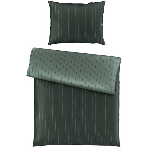 Dieter Knoll OBOJESTRANSKA POSTELJNINA STRIPES DK 140/200 cm saten zelena Slike