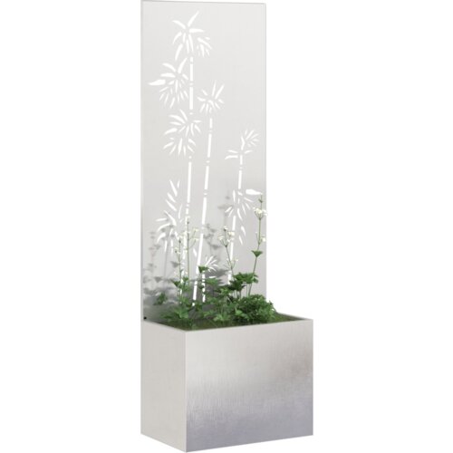 VidaXL Vrtni Sadič s Dekorativnom Pločom Srebrna 50 x 140 cm Slike