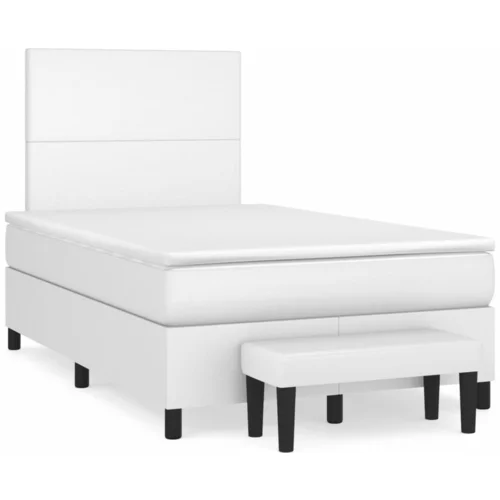 vidaXL Box spring postelja z vzmetnico bel 120x190 cm umetno usnje, (21112352)