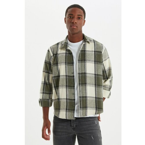 Trendyol khaki men's lumberjack regular shirt Slike