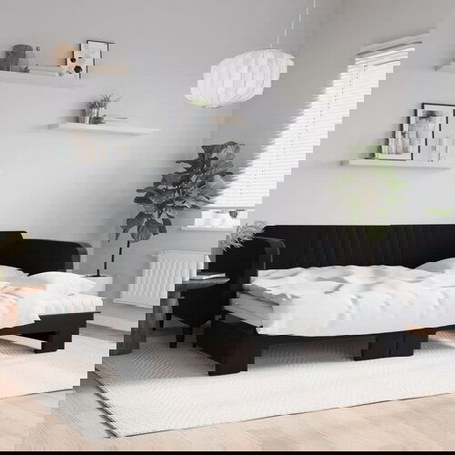  The Living Store Izvlečna dnevna postelja z vzmetnicami črna 100x200 cm žamet - Izvlečna Dnevna Postelja, (21489760) Slike