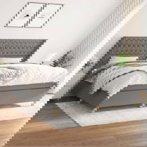  Kreveta s oprugama i madrac svjetlosivi 180x200cm tkanina Slike