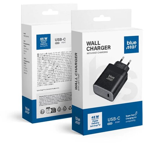  Kucni punjac (adapter) BLUE STAR USB Type C 3A 45W PD + QC 4.0 crni Cene