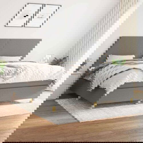  Kreveta s oprugama i madrac svjetlosivi 160x200cm tkanina Slike