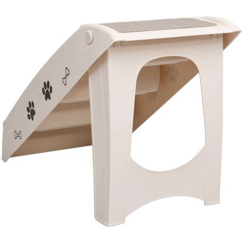 VidaXL Zložljive stopnice za pse krem 62x40x49,5 cm Slike