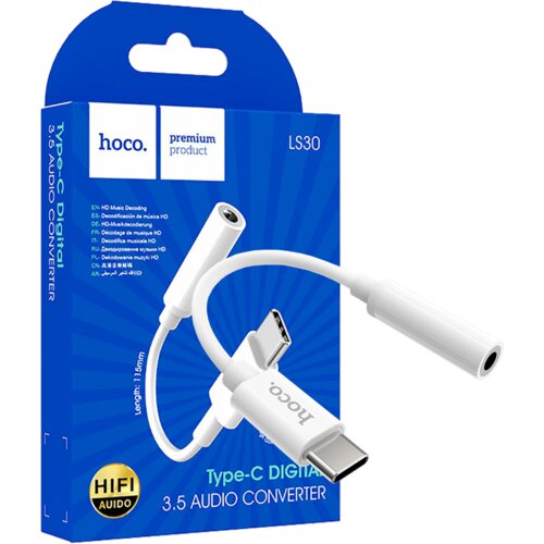 Hoco. Adapter za slu&amp;scaron;alke, USB type C na 3.5 mm - LS30 Slike