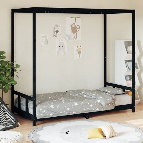  Okvir za dječji krevet crni 90 x 200 cm od masivne borovine Cene