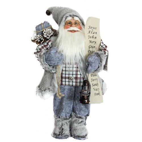  Deda Mraz Deco Santa 45cm sivi sa fenjerom Cene