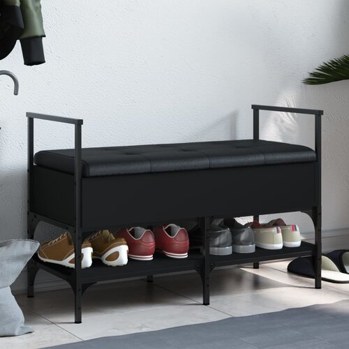 VidaXL Klupa za cipele crna 85 5x42x57 5 cm od konstruiranog drva Slike