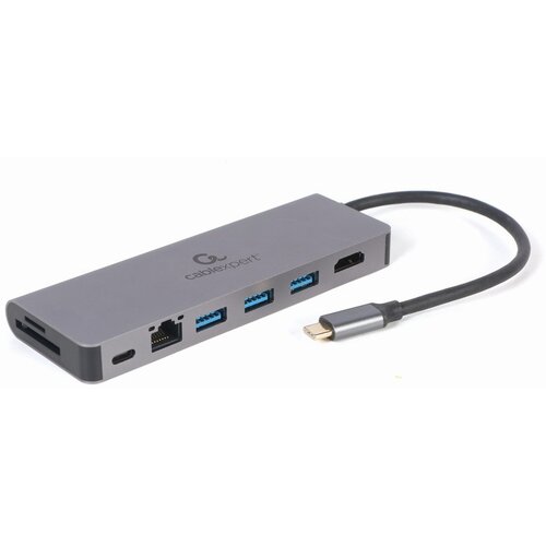 Gembird A-CM-COMBO5-05 5v1 USB-C Adapter &ndash; HDMI 4K, Gigabit LAN, USB-A, Kartični čitalnik, PD, (5000263479) Cene