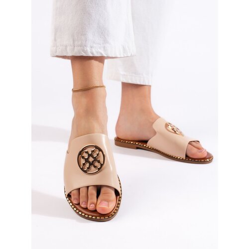 Shelvt Beige women&amp;#039;s flat slippers Slike