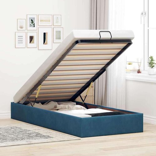 vidaXL Otomanski posteljni okvir brez vzmetnice moder 90x190 cm žamet Cene