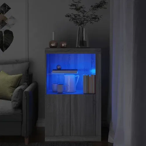 vidaXL Bočni ormarić s LED svjetlima boja hrasta sonome