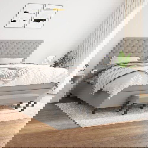 The Living Store Box spring postelja z vzmetnico svetlo siva 180x200 cm blago - Box Spring Postelja, (21515764) Slike