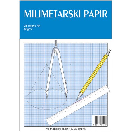  Risarski blok z milimetrskim papirjem A4, 25 listov za tehnično risanje Slike