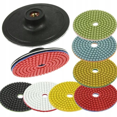  Set 7 diamantnih brusnih velcro diskov 100mm M14 za kotne brusilnike Cene