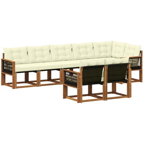 vidaXL Zunanja garnitura za sedenje z blazino 8 pcs Naravna in smetana, (5000280494) Cene