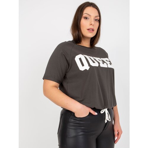 Fashion Hunters Khaki plus size blouse with patches Slike
