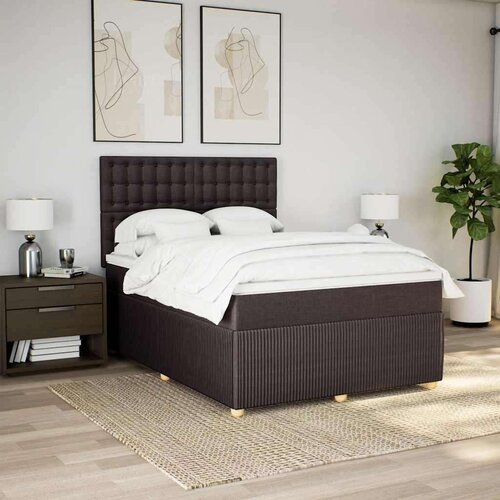 VidaXL Krevet s oprugama i madracem tamnosmeđi 140 x 190 cm od tkanine Slike