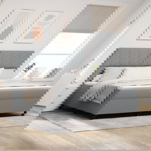  Krevet s oprugama i madracem svijetlo siva 180x200 cm tkanina Slike