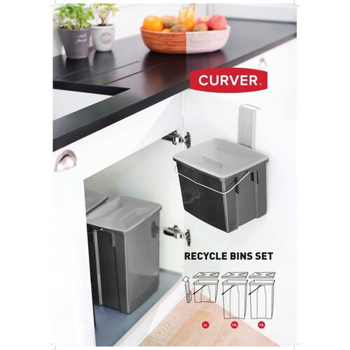 Curver Crna plastična kanta za smeće 3 kom 2x10+6 l za odvojeni otpad Biobox &amp;ndash; Slike