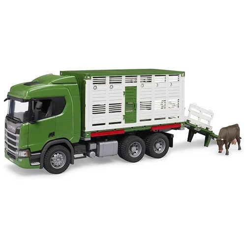 Bruder Scania Super 560R tovornjak za prevoz živali, s figuro krave