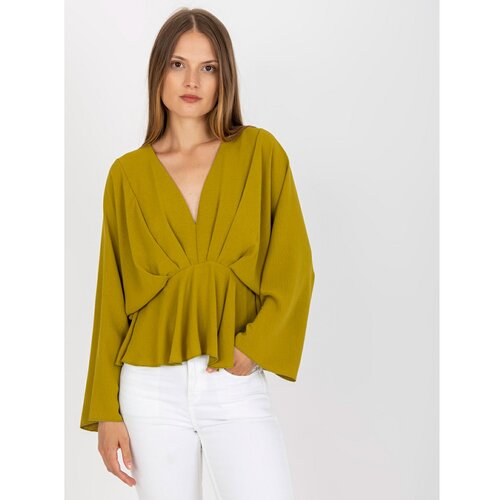 Fashion Hunters One size olive blouse with a V-neck Slike