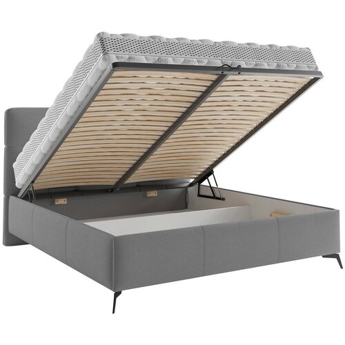 CARRYHOME OBLAZINJENA POSTELJA 180 cm x 200 cm , tekstil temno siva Slike